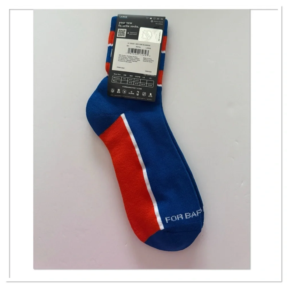 For Bare Feet Lil Deuce NHL New York Islanders Blue & Orange Crew Socks